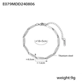 Silberne Titanstahl-Halskette mit geometrischen Gliedern und 18+5cm verstellbarer Kette - Stahl Gemustertes Armband (TXE079) / Stahlfarben