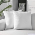 Set of 2 white square velvet pillow covers displayed on a white sofa in a cozy home setting - 52# Pure White / 30*50cm Pillowcase (without Insert)