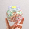Elastici per capelli color macaron in un barattolo trasparente portatile per ragazze - Barattolo / 2# Colori Macaron (1000 Pezzi)