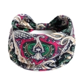 Böhmisches Paisley-Yoga-Stirnband in Magenta und Grün aus elastischer Baumwolle - Rose Grün Schwarz Beige Paisleymuster (#84)
