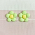 Macro view of matte light green resin five-petal flower DIY charms with yellow pistils - 05# Light Green 2*2cm