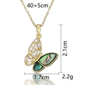 Golden titanium steel necklace with a glittering butterfly shell pendant and dimensions - Shimmer Shell Butterfly Necklace Style 1