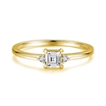 S925 sterling silver ring in gold finish with rectangular emerald-cut zircon stone - US Size 5 / Gold