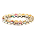 Sparkling 10mm faceted crystal glass bead bracelet with iridescent AB coating and rainbow finish - 10mm Yellow