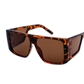 Retro oversized square sunglasses featuring leopard print frame and brown lenses - Leopard Frame Tea Lens C3
