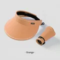 Portable light orange sun visor hat for women featuring a foldable roll-up design - Xu Lu Style Rollable / Orange