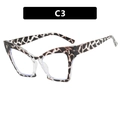 Fashionable oversized cat-eye glasses frame with C3 leopard tortoiseshell pattern - Transparent White and Tortoiseshell