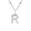 Elegante zilveren titanium stalen ketting met een getextureerde letter R hanger - Letter R (R-Staalkleur)