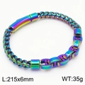Rainbow plated stainless steel H-link chain bracelet for men, 215mm length - Colorful