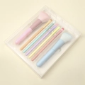 Macaron Make-up Pinselset mit 7 farbigen Pinseln in transparenter Geschenkbox - 7-teiliges Set (PVC-Box)