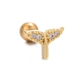 Gouden vissenstaart helix piercing met witte zirkonia en schroefsluiting - EGD0942 Goud - Vissenstaartvorm