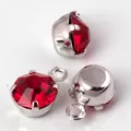 Red teardrop faceted zircon pendant with silver-plated claw setting for DIY jewelry - 1 Piece / Silver Plated with Red Zirconia
