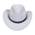 White felt cowboy hat featuring a black band with silver star studs in a classic Western style - M (56-58cm) / White (I)