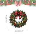 Detailed view of PVC Christmas wreath sticker with pine needles and red bow 32cm size - Style C/32*32CM