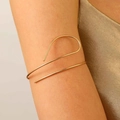 Minimalist double-layered gold chain upper arm cuff bracelet with a smooth polished finish - Minimalist Double Line Style (A-1036)