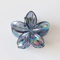 Iridescent flower hair claw clip with holographic petals and secure metal spring - #12 Transparent Iridescent