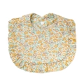 Floral baby bib with ruffles in yellow and green cotton fabric with snap button - Green Grey Floral