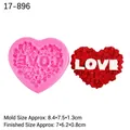 Herz-Rosen-Silikonform mit LOVE-Gravur und rotem Rosenstrauß-Fertigprodukt - Herz Rose LIEBE / Rosa