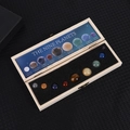 Solar System Nine Planets natural gemstone set in wooden display box for desktop - Solar System Planet Ore Spheres Set With Wooden Box