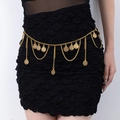 Detail of vintage gold layered coin waist chain belt with butterfly tassels on dress - Coin Tassel Style 6 / Antique Gold / 7.0