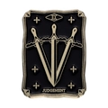 Vintage-Tarot-Emaille-Anstecknadel im Judgement-Design in Schwarz und Gold-Optik - Xz8812