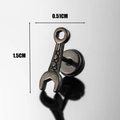Unique black wrench shaped stainless steel stud earring for men with industrial design - Wrench Style (S274)