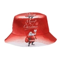 Red and white Christmas bucket hat featuring Santa Claus print and Merry Christmas text - M (56-58cm) / Red White Gradient Santa Claus