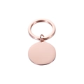 Polished rose gold stainless steel round keychain with blank metal disc pendant - Rose Gold
