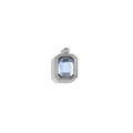 Square silver pendant with light blue crystal gemstone in minimalist geometric design - March (Aquamarine) / Steel