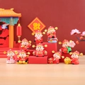 Set of 9 cute lucky cat resin figurines in red and gold for home and office decor - Set of 9 Lucky Stars