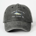Dunkelgraue gewaschene Baseballkappe mit Women Want Me Fish Fear Me Bestickung - Einheitsgröße / Schwarz