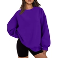 Oversized purple drop shoulder hoodie in a relaxed long sleeve fit for couple - Purple