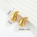 Polished gold teardrop stud earrings with 19mm height and minimalist aesthetic - Small Gold (19mm*11mm)