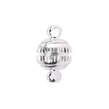 Silver spherical magnetic clasp with vertical striped texture for necklaces and bracelets - Gear Ball 8mm Silver