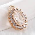 Elegante ciondolo ovale in cristallo dorato con alone di strass per creare gioielli - S26-201 (Ovale) / 1.1*1.5CM