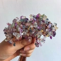 Handcrafted money tree made of colorful crystal stone chips and copper wire weaving - Colorful Fluorite
