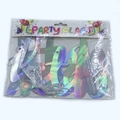 Set striscione Happy Birthday olografico con lettere iridescenti e cordino bianco - Vecchio Modello Lettere Unite Argento Iridescente