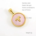 Detail of Aries 18K gold-plated stainless steel pendant with pink shell inlay - Aries - Single Pendant