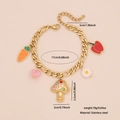 Gold stainless steel charm bracelet with carrot, mushroom, and heart fruit pendants - Stainless Steel / 4# Vegetable Bracelet