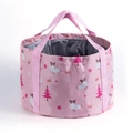Portable pink foldable washbasin with cute reindeer pattern and reinforced handles - Medium / Pink Deer