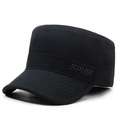 Berretto cadet da uomo in cotone blu scuro con ricamo SPIRIT e design a testa piatta - Regolabile / Blu navy
