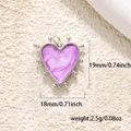 Close-up of purple leopard heart pendant with 18mm size dimensions and 2.5g weight info - Silver Purple Marble Heart