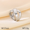 Polished silver 17mm wide irregular cross ring for men and women on champagne silk - US 6 / Silver