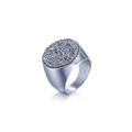 Sleek stainless steel ring with grey druzy crystal inlay in a bold minimalist design - US 6 / Grey Face (KR88907S-K)