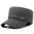 Casquette militaire grise en laine pour homme avec détail de badge en métal - Réglable / Gris