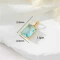 Light blue rectangular gemstone pendant with 14K gold plated frame, size 21.8x10.8mm - Light Blue