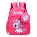 Pink unicorn school backpack for girls with matching small coin purse and ergonomic design - Unicorn Rose Red