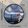 Round Starry Night style embroidered patch with van Gogh art for clothing and hats - Van Gogh Starry Night Art Style (D2L-A-2-6)