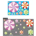 Colorful candy cane glass stickers set with spiral patterns for Christmas window decor - BQ155
