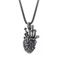 Ciondolo a cuore in argento vintage con dettagli a fungo per un look trendy street - Stile Cuore Fungo (E0411-2)